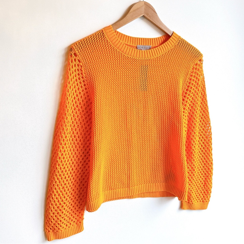 NEW J. Crew Shirt Crochet Crewneck Beach Sweater Orange Nautical Swim Resort - Picture 12 of 12